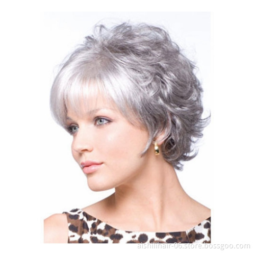 The best selling short synthetic wig a variety of colors silver grey and gold for women
